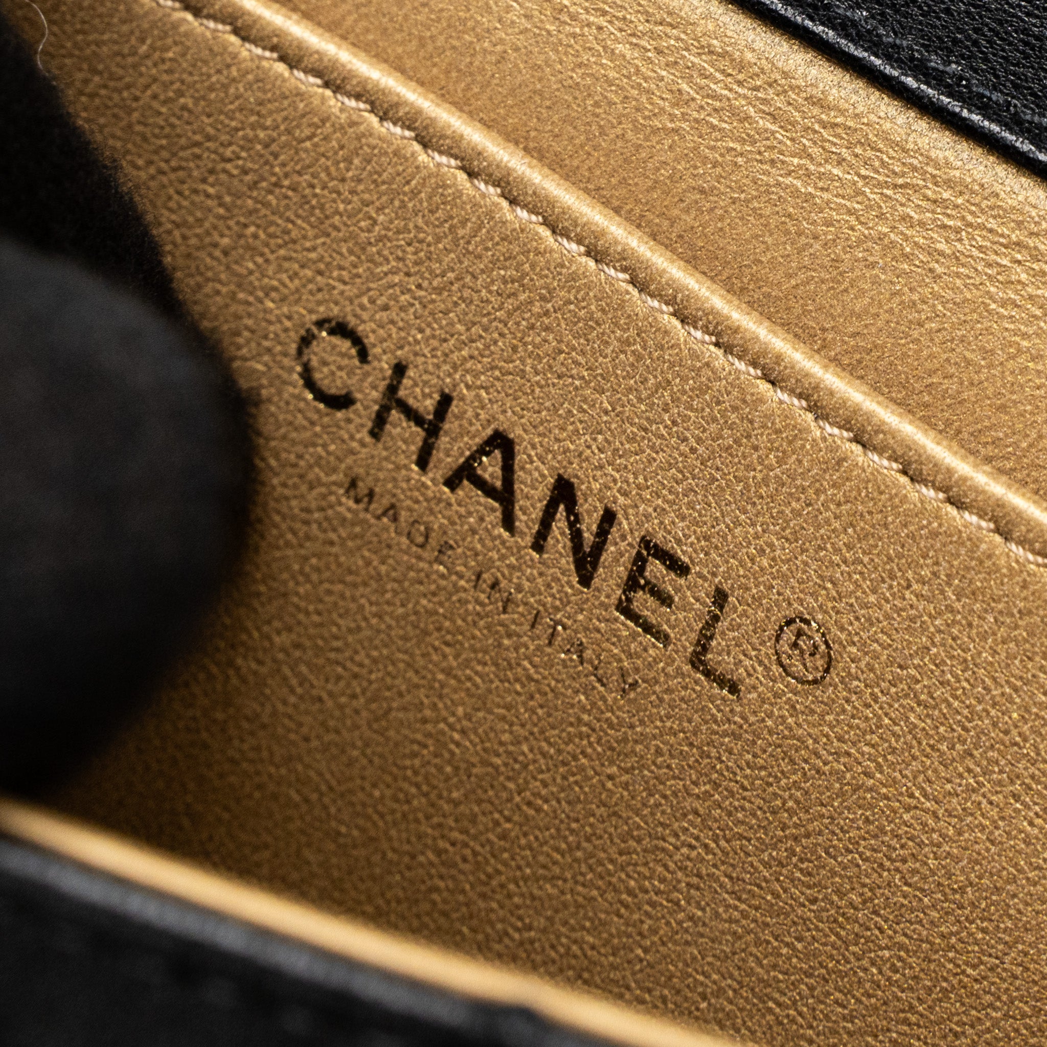 CHANEL SQUARE PEARL FLAP BAG LAMBSKIN BLACK BRUSHED GHW