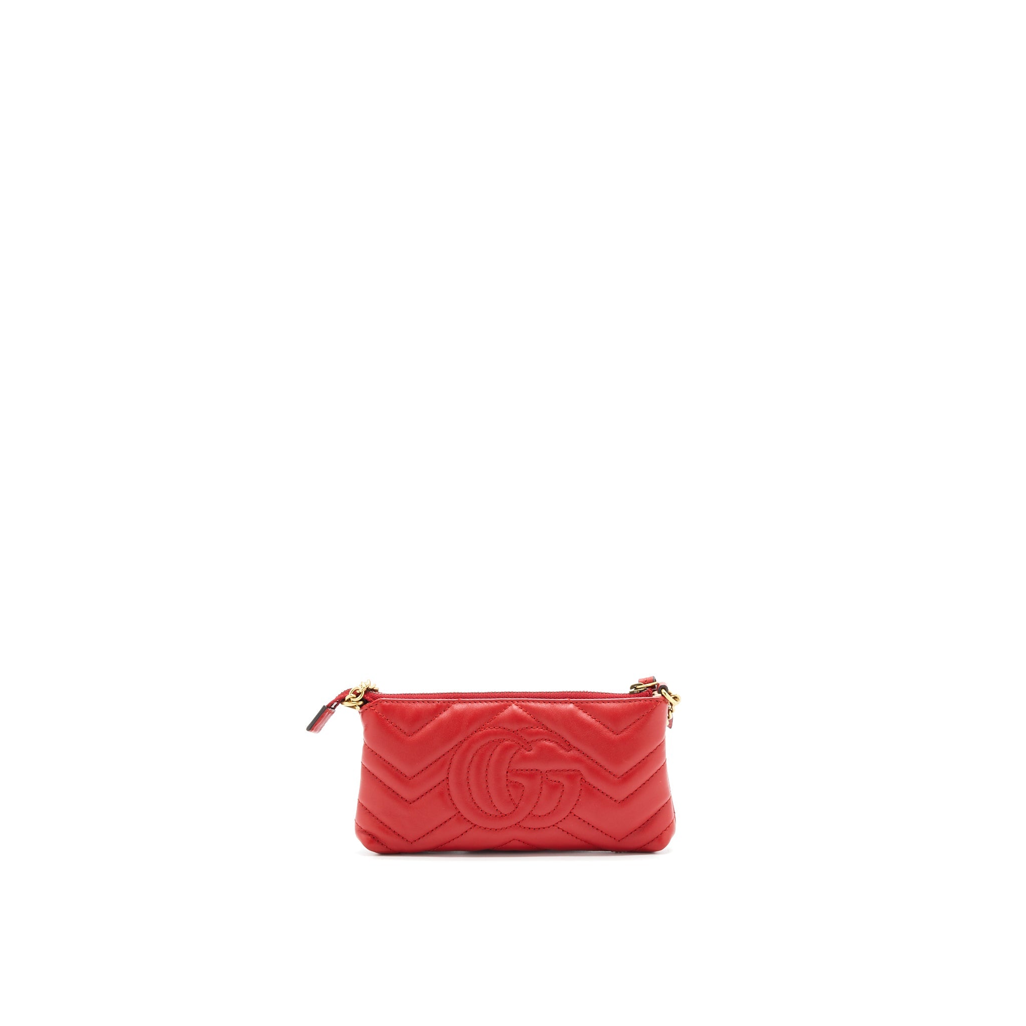GUCCI MARMONT MINI POUCH WITH CHAIN RED GHW