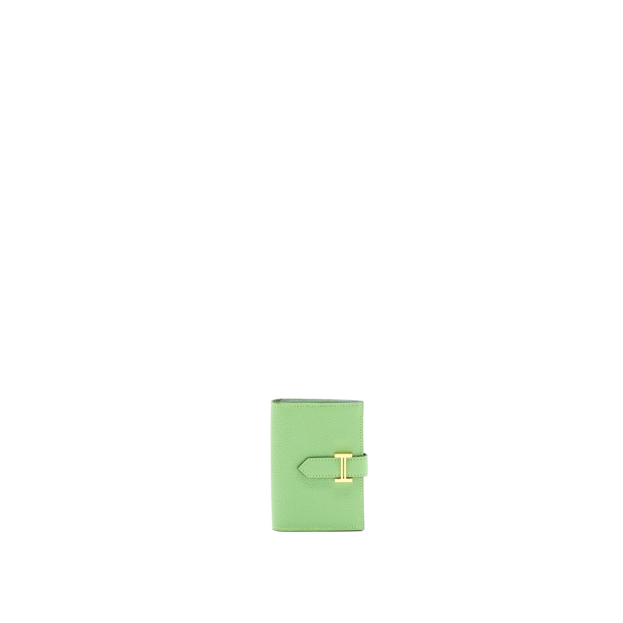 HERMES BEARN CARD HOLDER VERT CRIQUET GHW