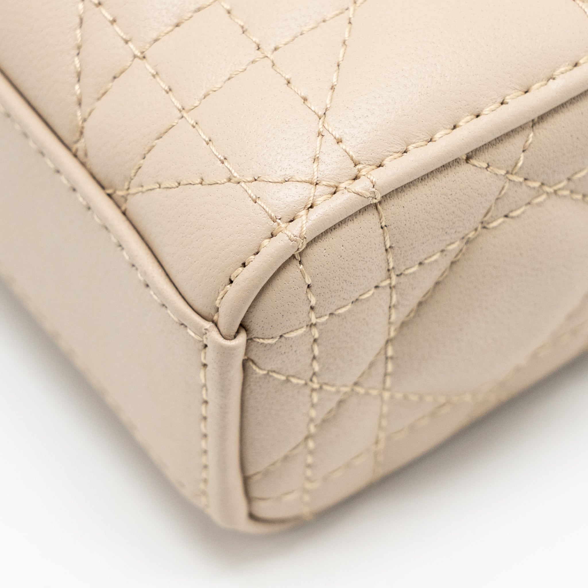 DIOR MEDIUM LADY D-JOY BAG CANNAGE LAMBSKIN POWDER BEIGE LGHW