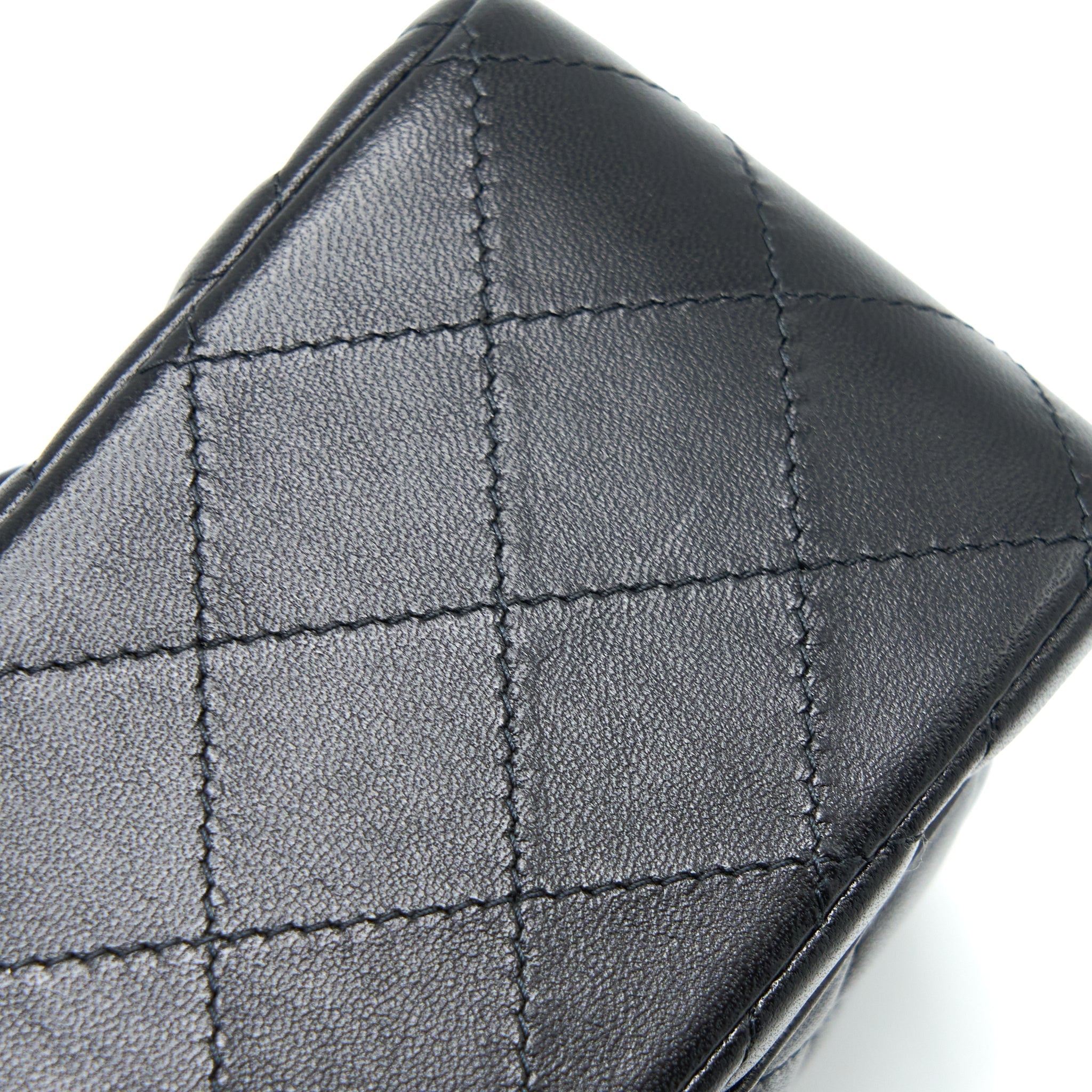 CHANEL CLASSIC MINI SQUARE FLAP BAG LAMBSKIN BLACK LGHW (MICROCHIP)