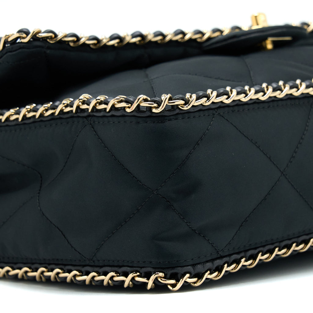 CHANEL SEASONAL FLAP BAG FABRIC BLACK GHW