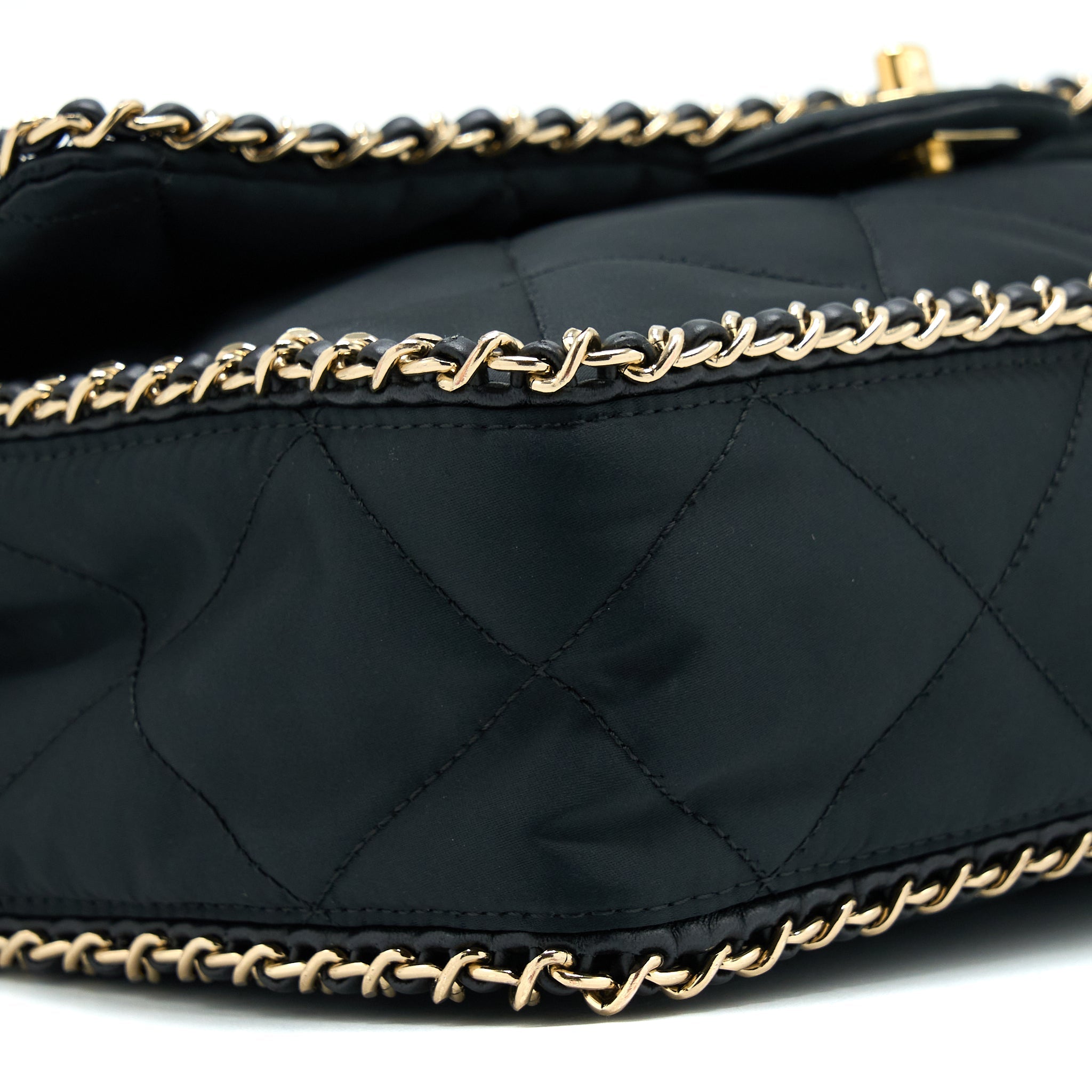CHANEL SEASONAL FLAP BAG FABRIC BLACK GHW