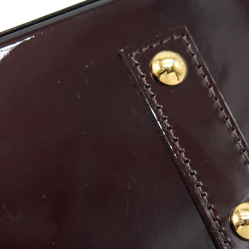 LOUIS VUITTON ALMA BB PATENT AMARANTE RAYE GHW