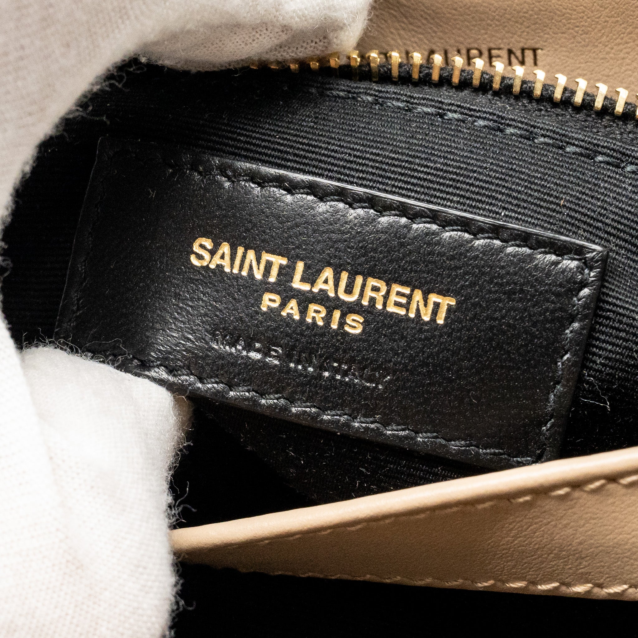 SAINT LAURENT/YSL MINI TOY LOULOU STRAP BAG CALFSKIN DARK BEIGE GHW