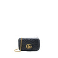 GUCCI GG MARMONT SUPER MINI CHAIN BAG CALFSKIN BLACK BRUSHED GHW