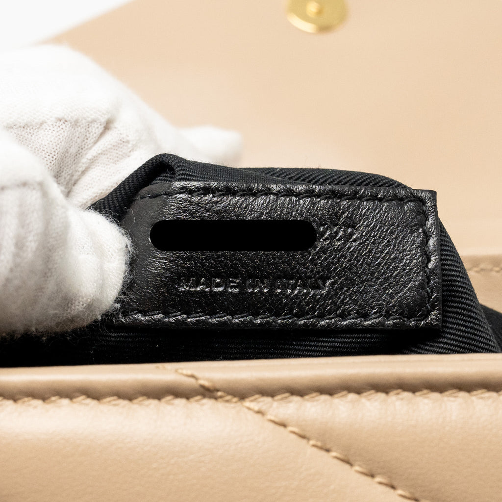 SAINT LAURENT/YSL MINI TOY LOULOU STRAP BAG CALFSKIN DARK BEIGE GHW