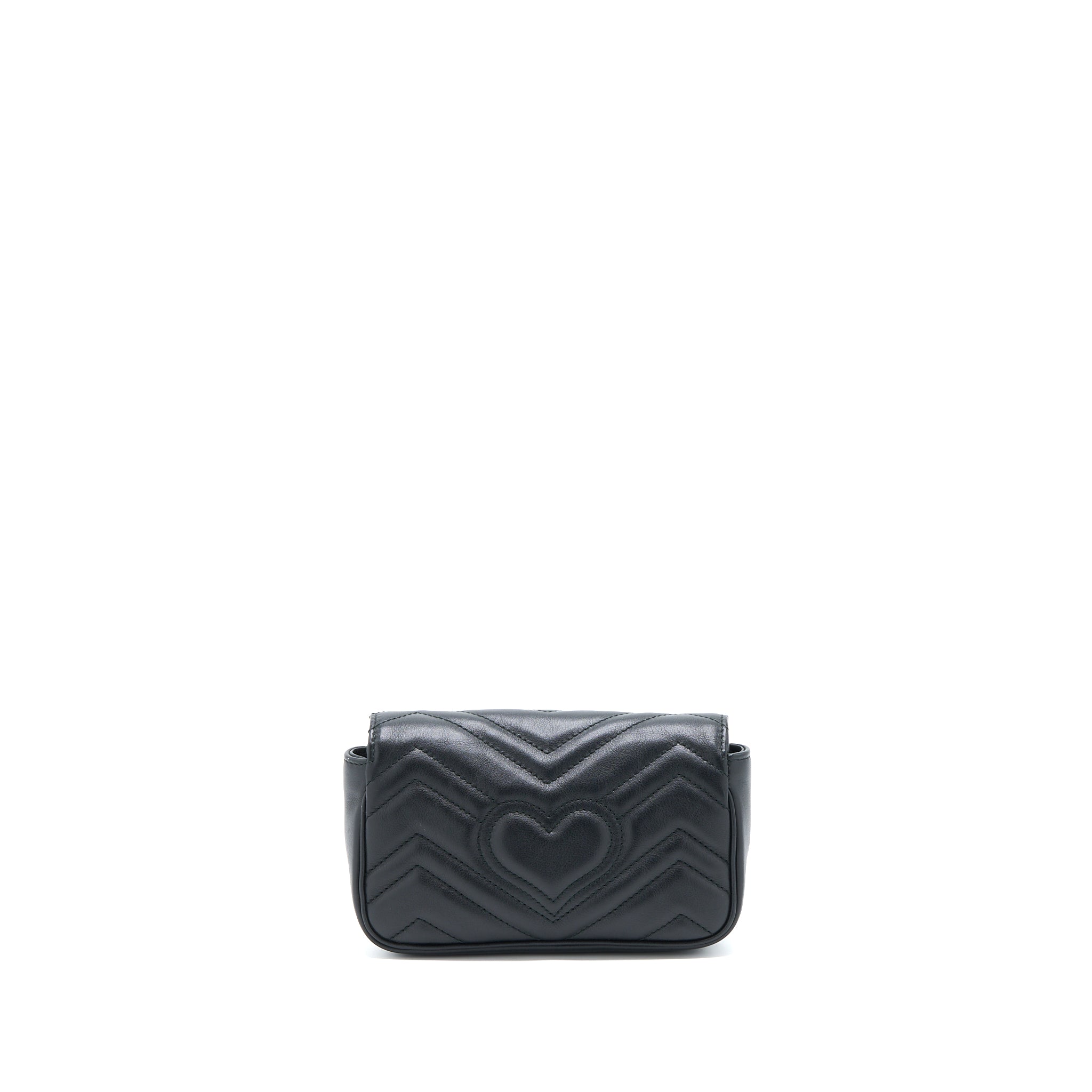 GUCCI GG MARMONT SUPER MINI CHAIN BAG CALFSKIN BLACK BRUSHED GHW