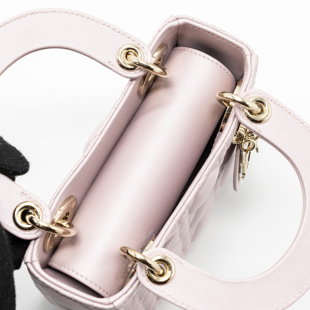 DIOR MINI LADY DIOR BAG LAMBSKIN LIGHT PINK LGHW