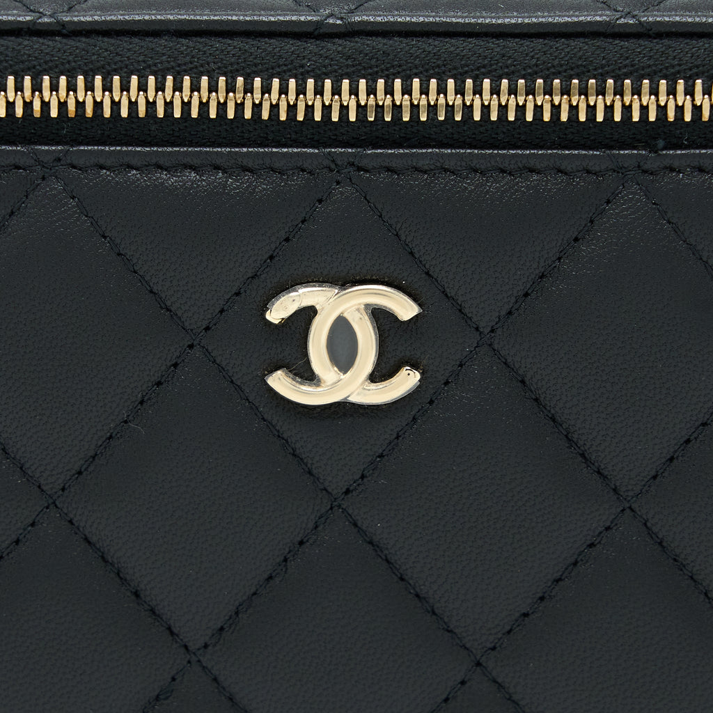 CHANEL 23C PEARL CRUSH LONG VANITY LAMBSKIN BLACK LGHW (MICROCHIP)