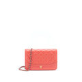CHANEL WALLET ON CHAIN CORAL PINK DOUBLE COLOUR HARDWARE