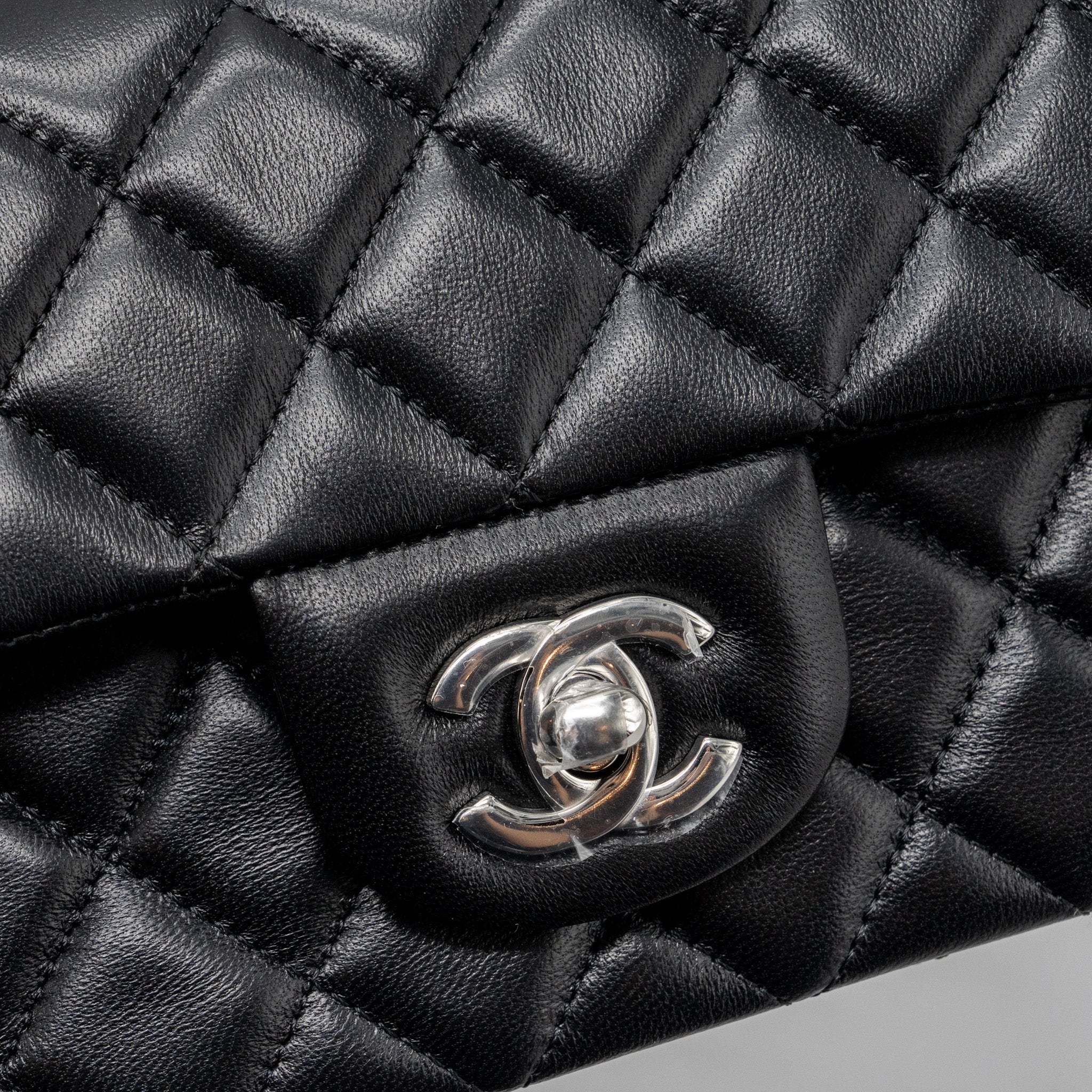 CHANEL MINI RECTANGULAR FLAP BAG LAMBSKIN BLACK SHW (MICROCHIP)