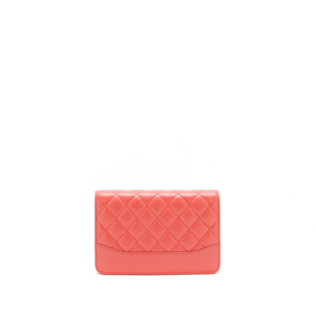 CHANEL WALLET ON CHAIN CORAL PINK DOUBLE COLOUR HARDWARE