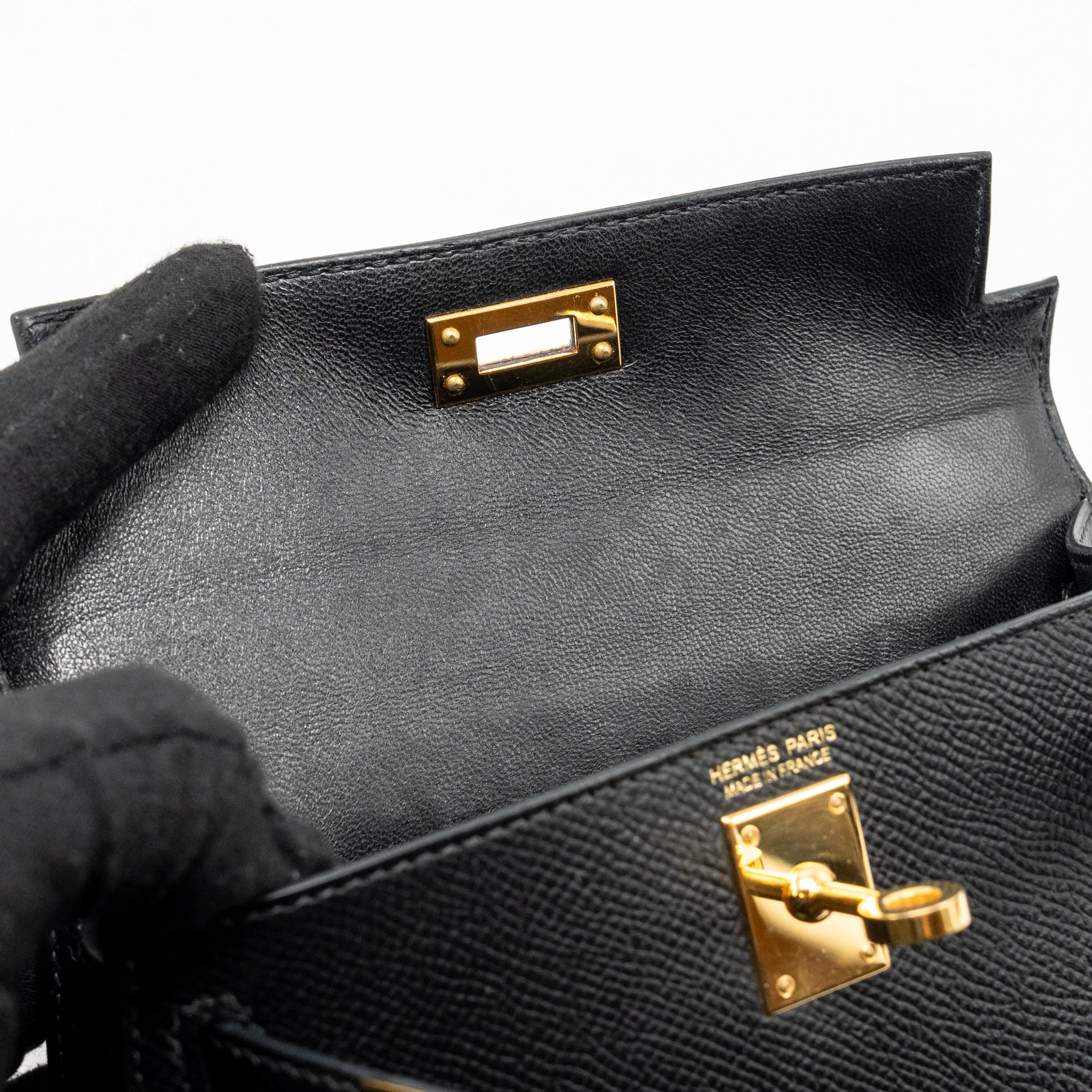 HERMES MINI KELLY II EPSOM BLACK GHW