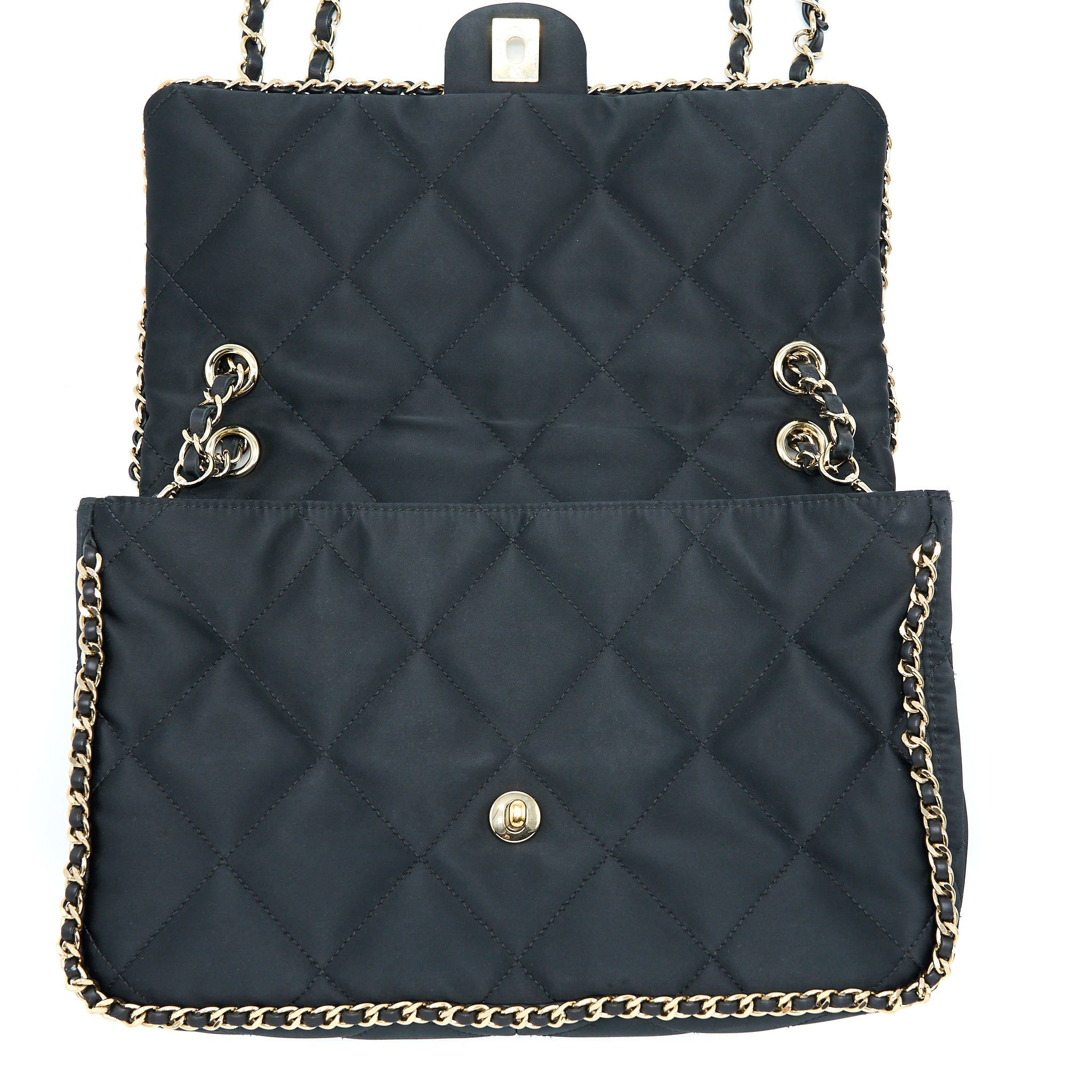 CHANEL SEASONAL FLAP BAG FABRIC BLACK GHW