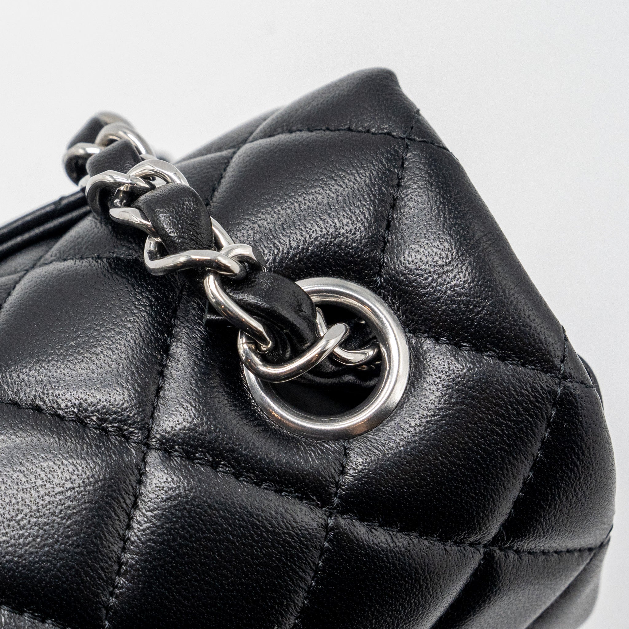 CHANEL MINI RECTANGULAR FLAP BAG LAMBSKIN BLACK SHW (MICROCHIP)
