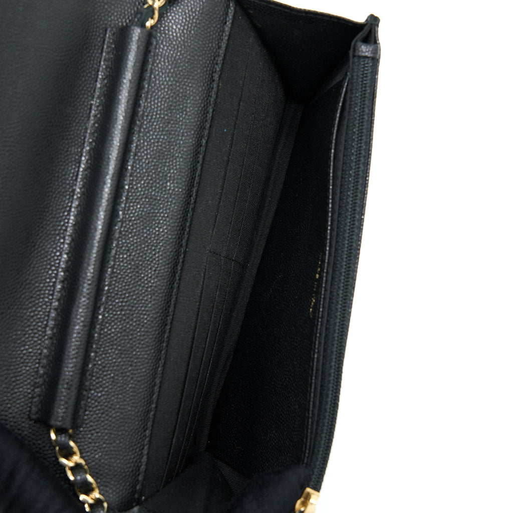 CHANEL BOY WALLET ON CHAIN CAVIAR BLACK LGHW