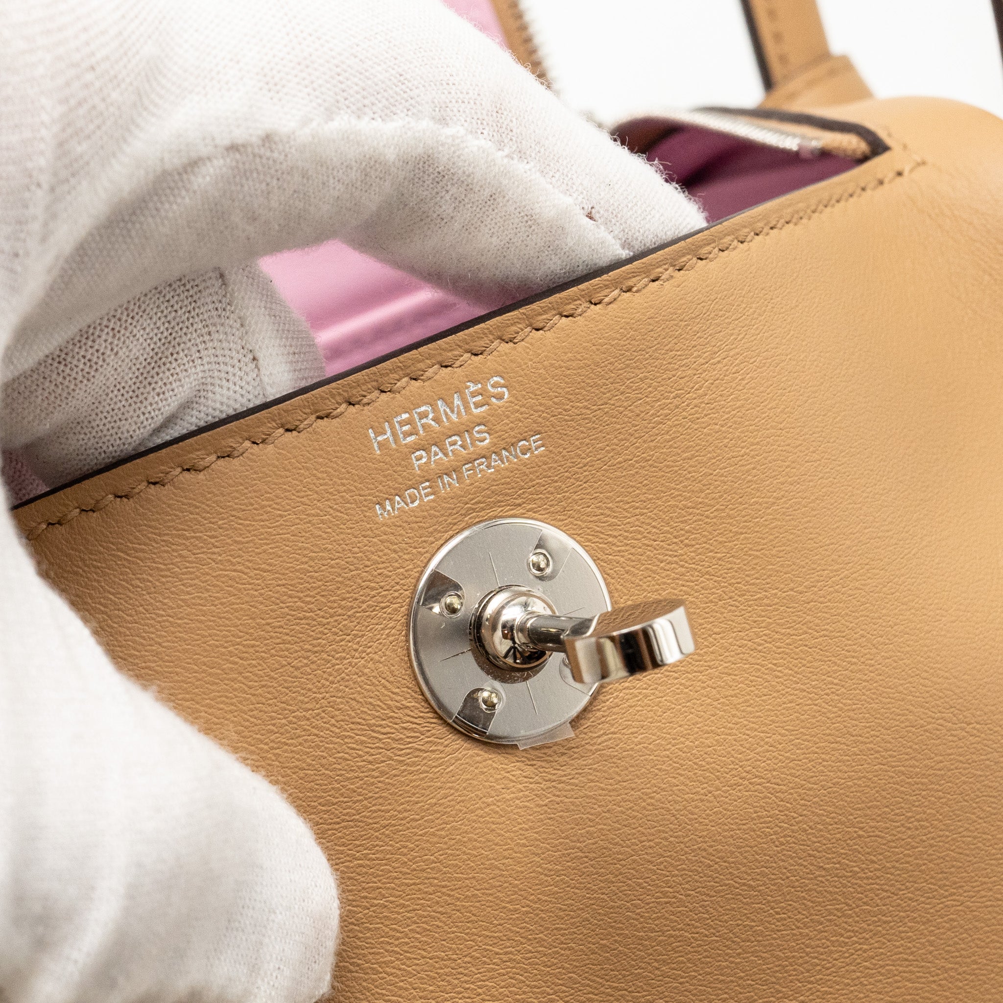 HERMES MINI LINDY SWIFT CHAI/MAUVE SYLVESTRE SHW