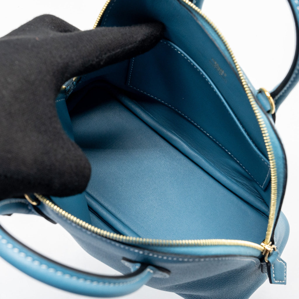 HERMES MINI BOLIDE EVERCOLOR NEW BLUE JEAN GHW