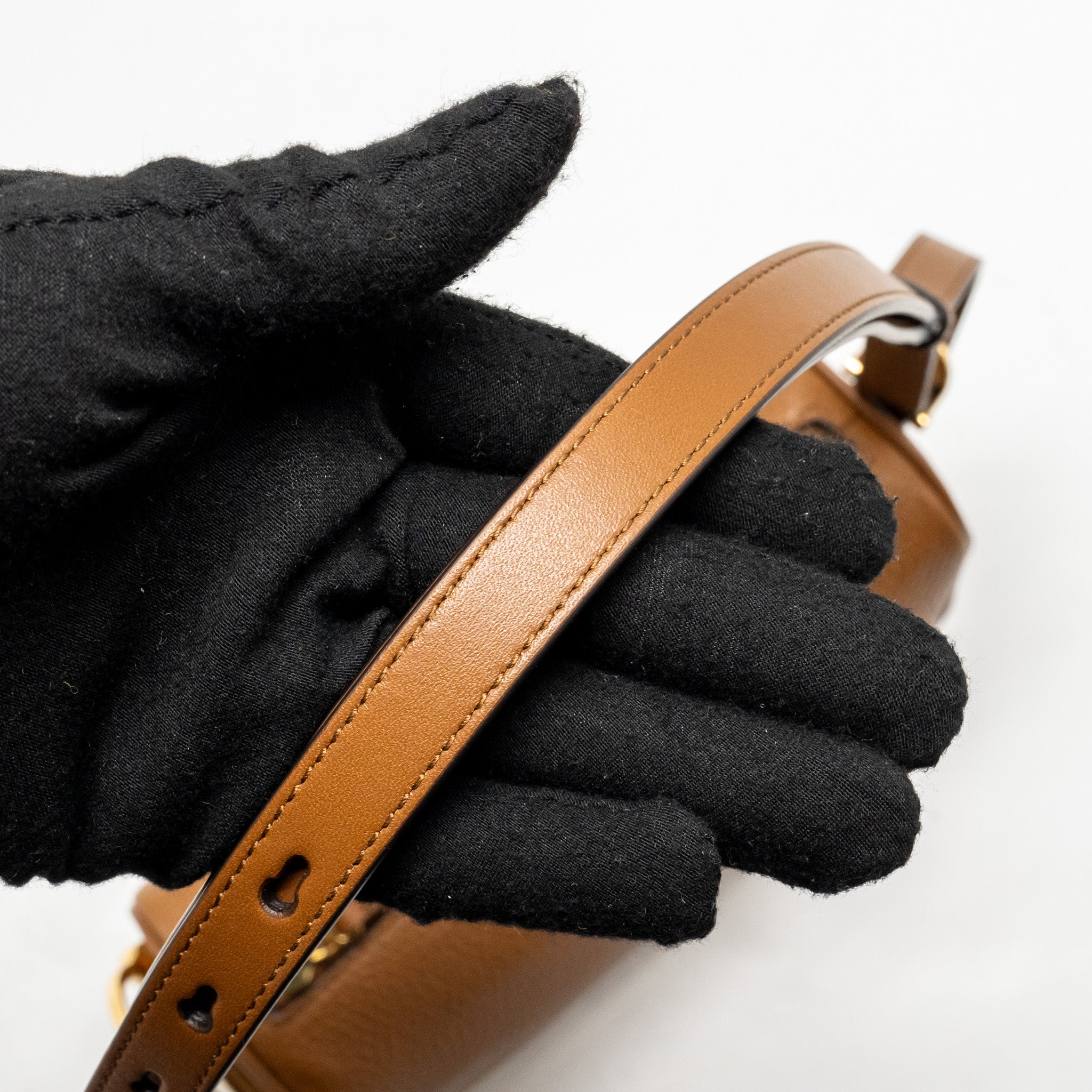 GUCCI HALF HORSEBIT MINI BAG CALFSKIN BROWN GHW