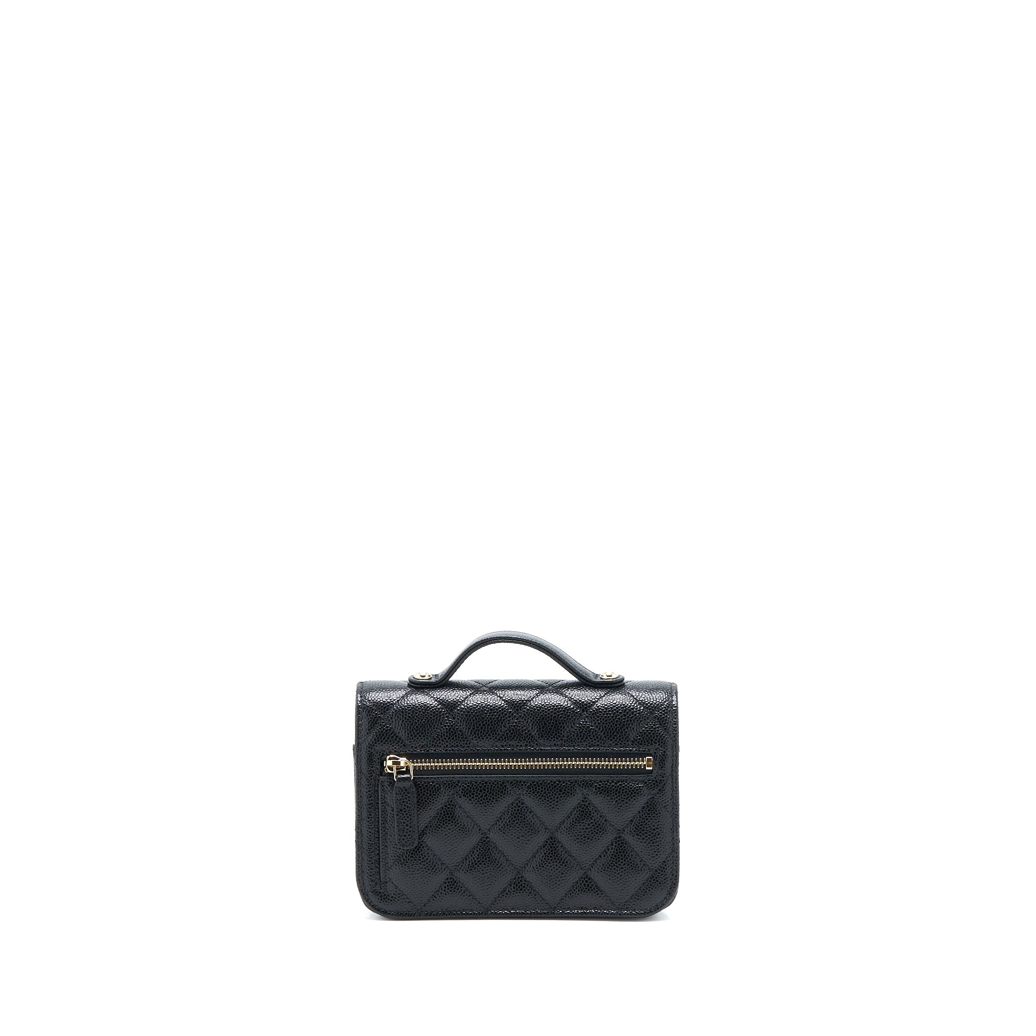 CHANEL MINI BUSINESS AFFINITY CAVIAR BLACK LGHW (MICROCHIP)