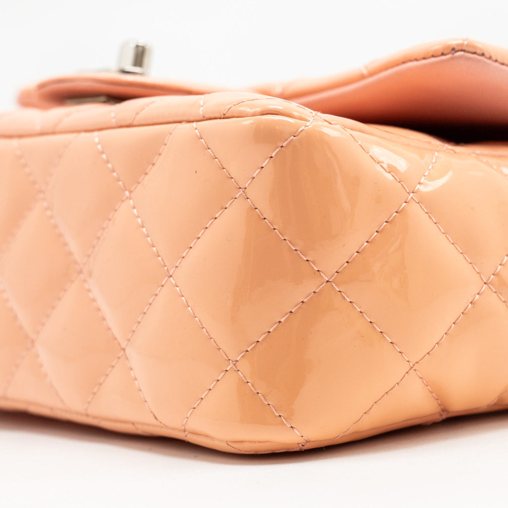 CHANEL MINI RECTANGULAR FLAP BAG PATENT PINK SHW