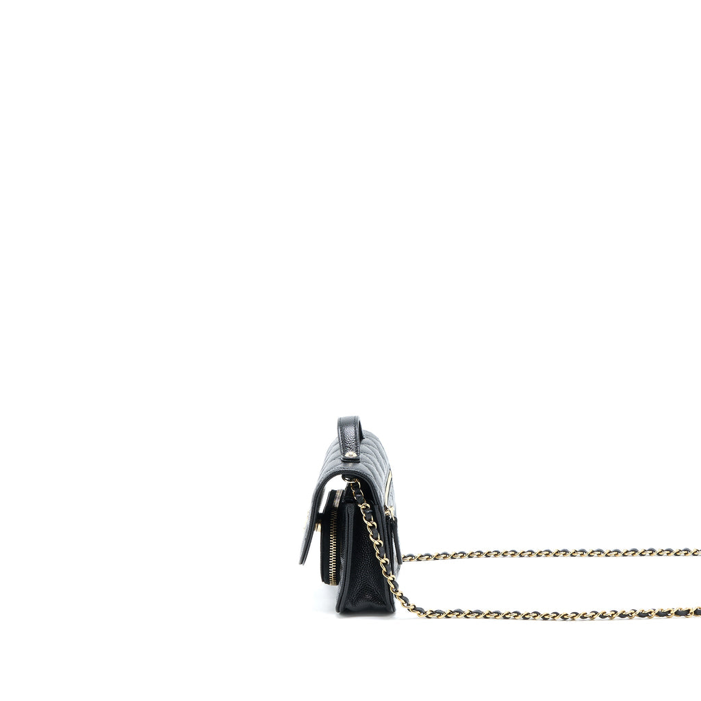 CHANEL MINI BUSINESS AFFINITY CAVIAR BLACK LGHW (MICROCHIP)