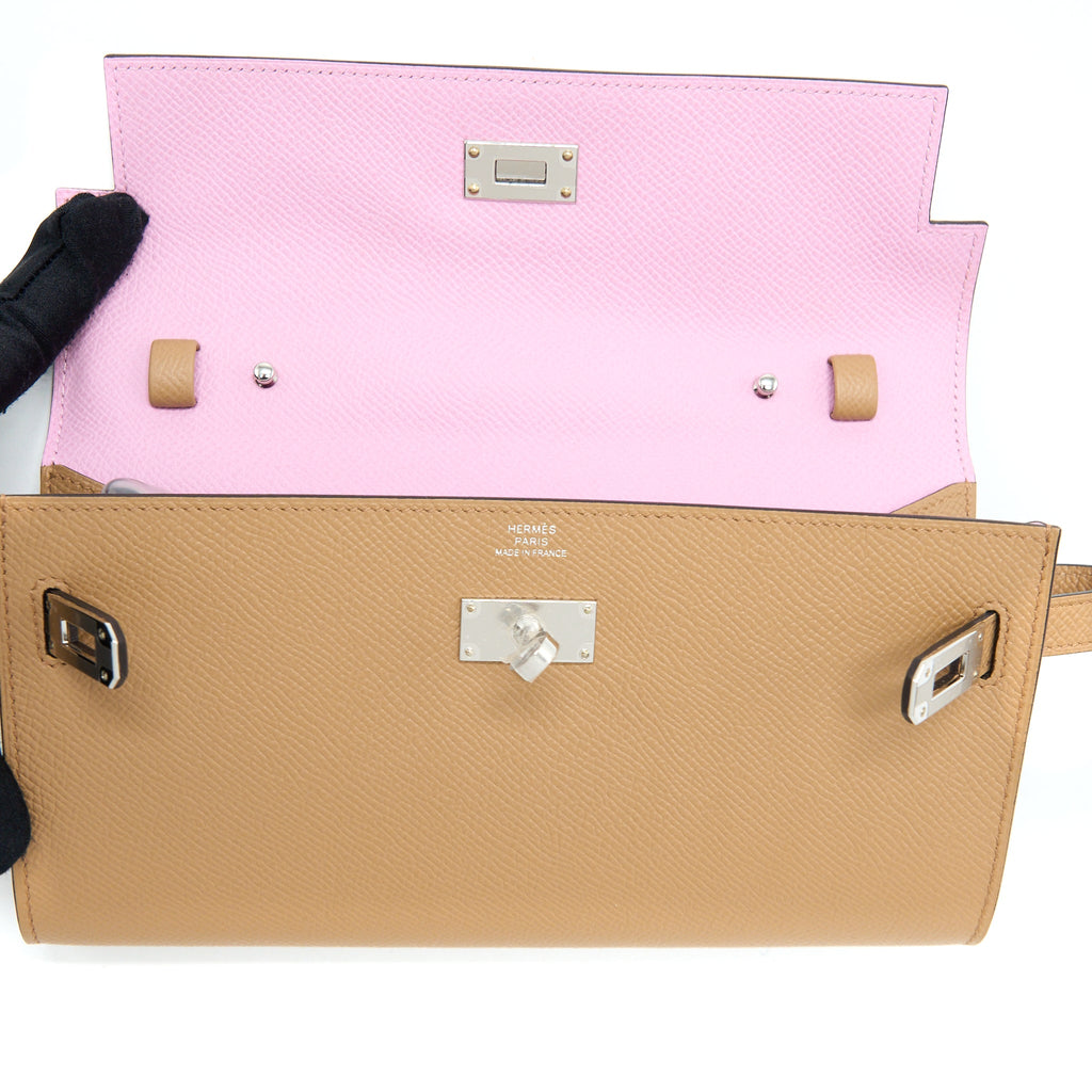 HERMES CLASSIC KELLY TO GO EPSOM CHAI / MAUVE SYLVESTRE SHW