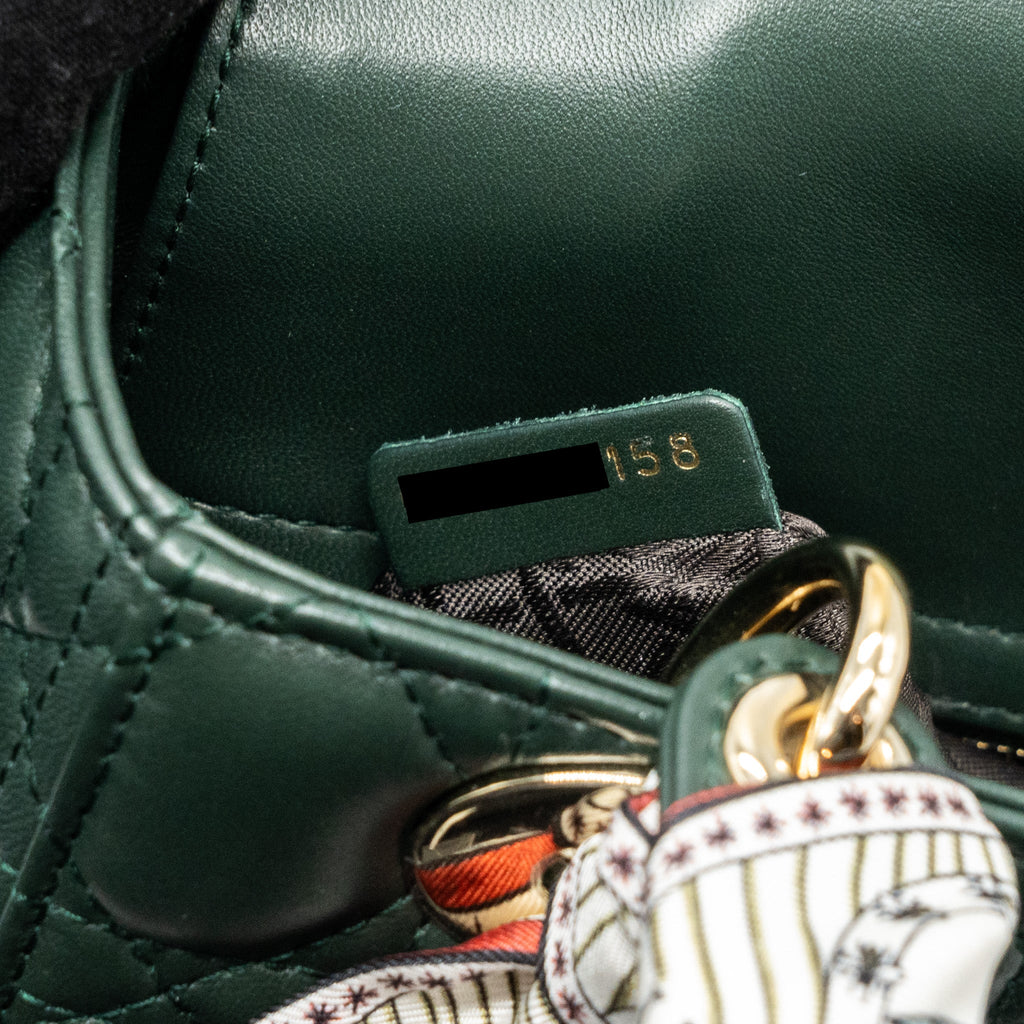 DIOR SMALL LADY DIOR MY ABC DIOR BAG LAMBSKIN DARK GREEN LGHW