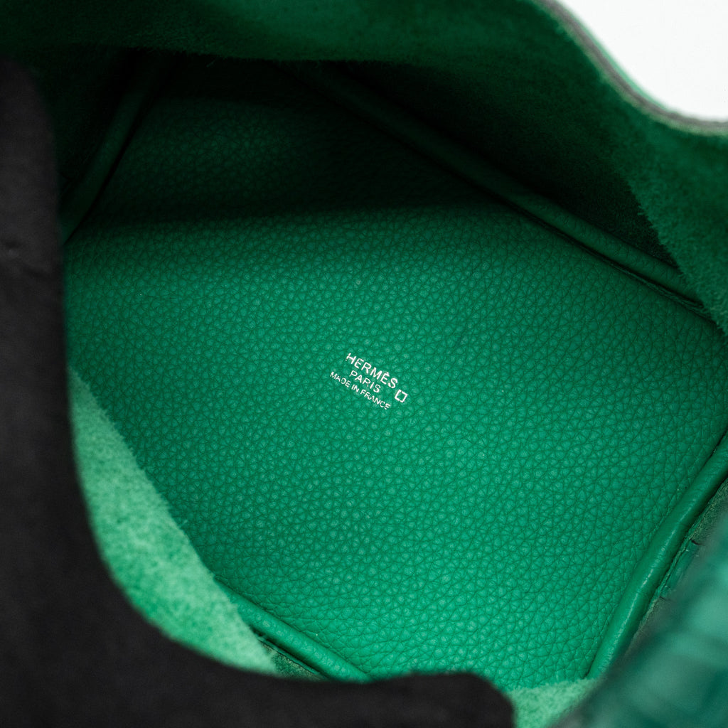 HERMES PICOTIN 18 LOCK BAG CLEMENCE /ALLIGATOR TOUCH MENTHE/VERT JADE SHW