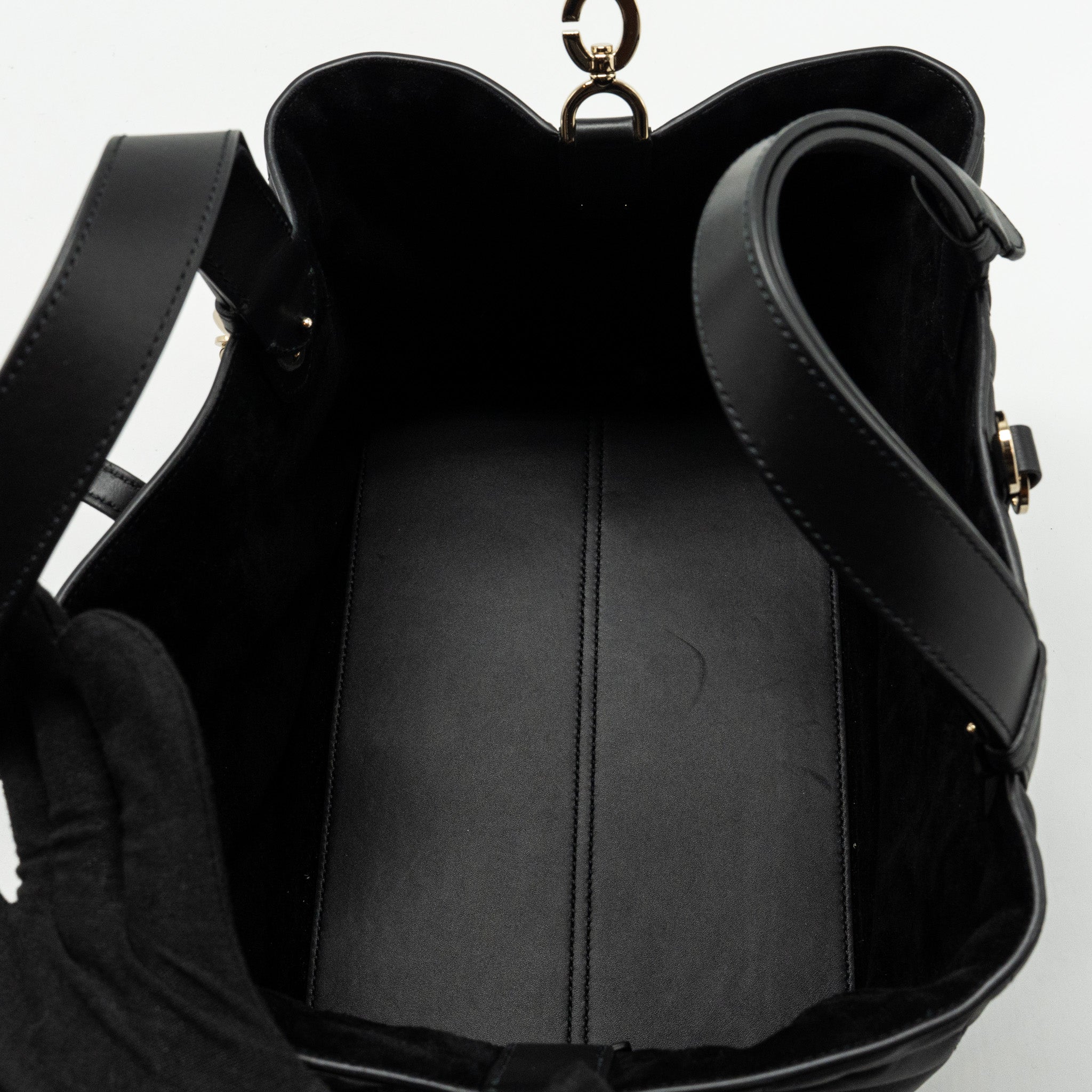 DIOR MEDIUM TOUJOURS BAG MACROCANNAGE CALFSKIN BLACK LGHW