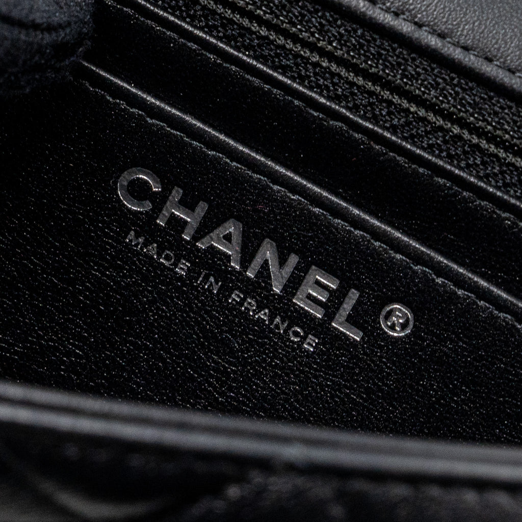 CHANEL MINI RECTANGULAR FLAP BAG LAMBSKIN BLACK SHW (MICROCHIP)