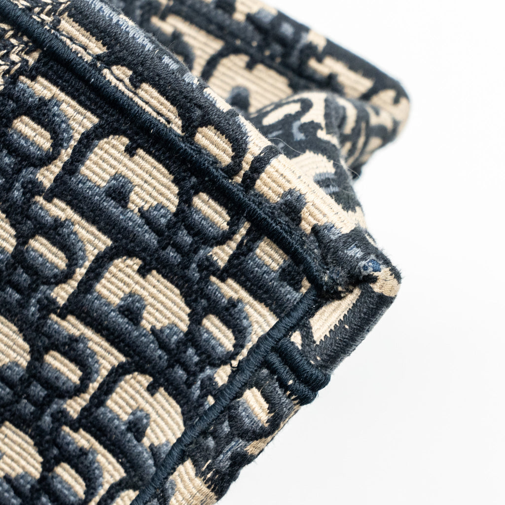 DIOR SMALL BOOK TOTE BLUE OBLIQUE JACQUARD EMBROIDERY