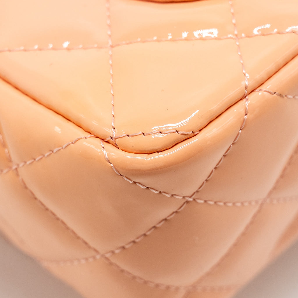 CHANEL MINI RECTANGULAR FLAP BAG PATENT PINK SHW