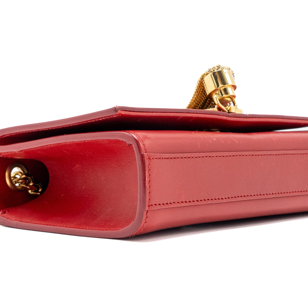 SAINT LAURENT/YSL SMALL KATE BAG TASSEL CALFSKIN RED GHW