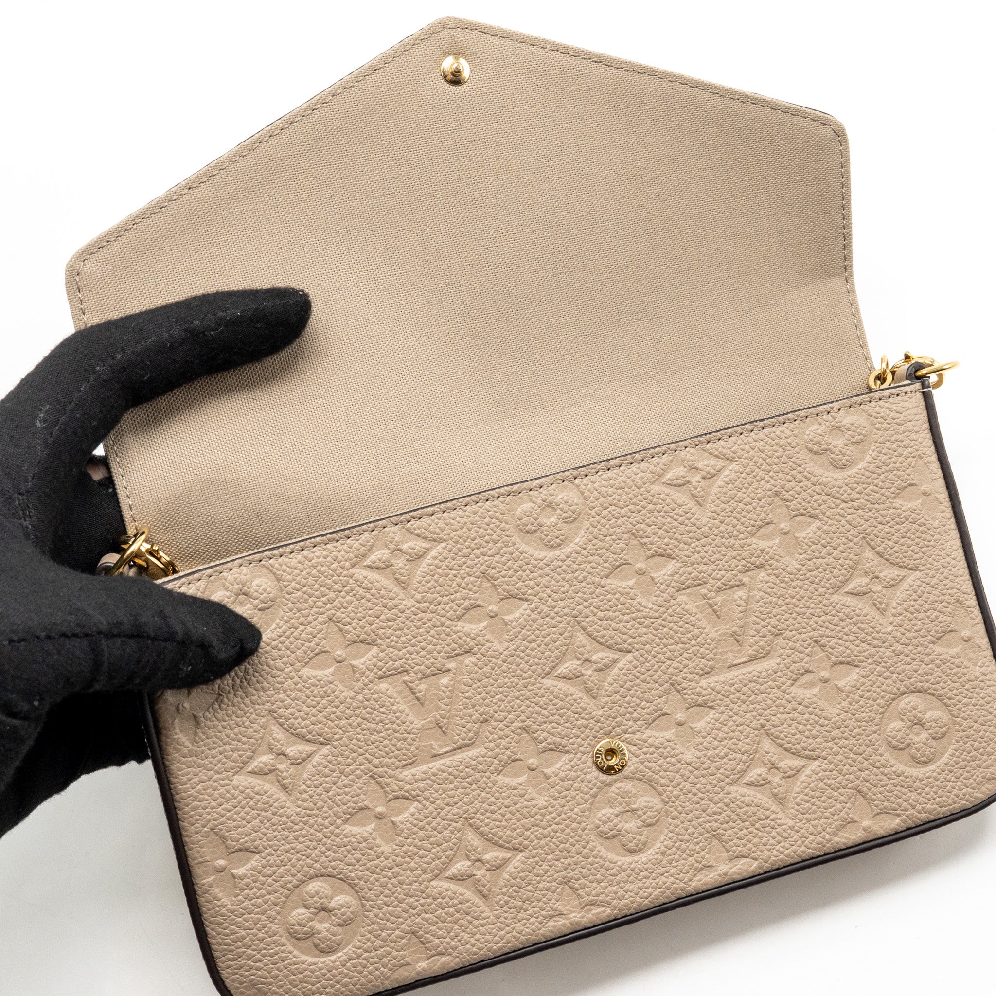 LOUIS VUITTON FELICIE POCHETTE MONOGRAM EMPREINTE TOURTERELLE GHW