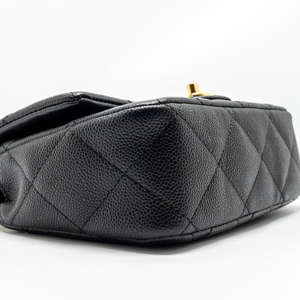 CHANEL COCO LOVE FLAP BAG ADJUSTABLE CHAIN CAVIAR BLACK GHW (MICROCHIP)