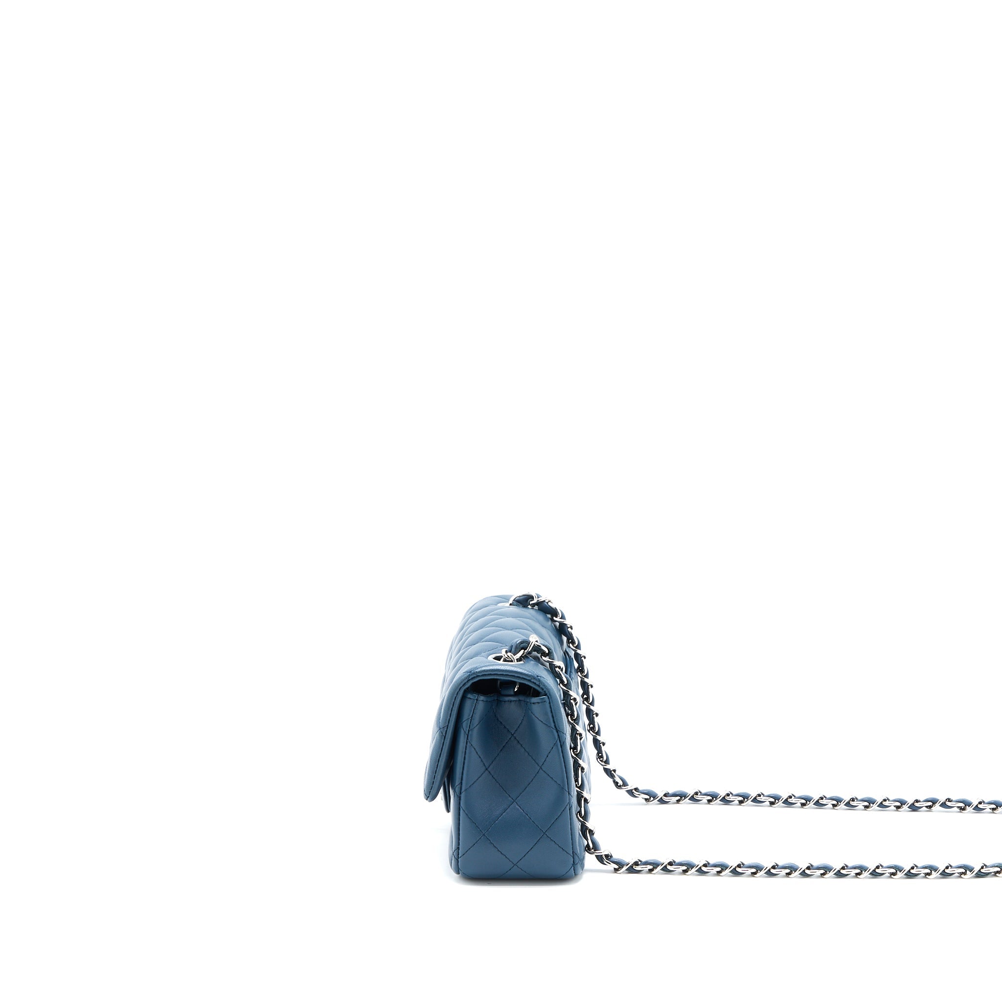 CHANEL MINI RECTANGULAR FLAP BAG LAMBSKIN BLUE SHW