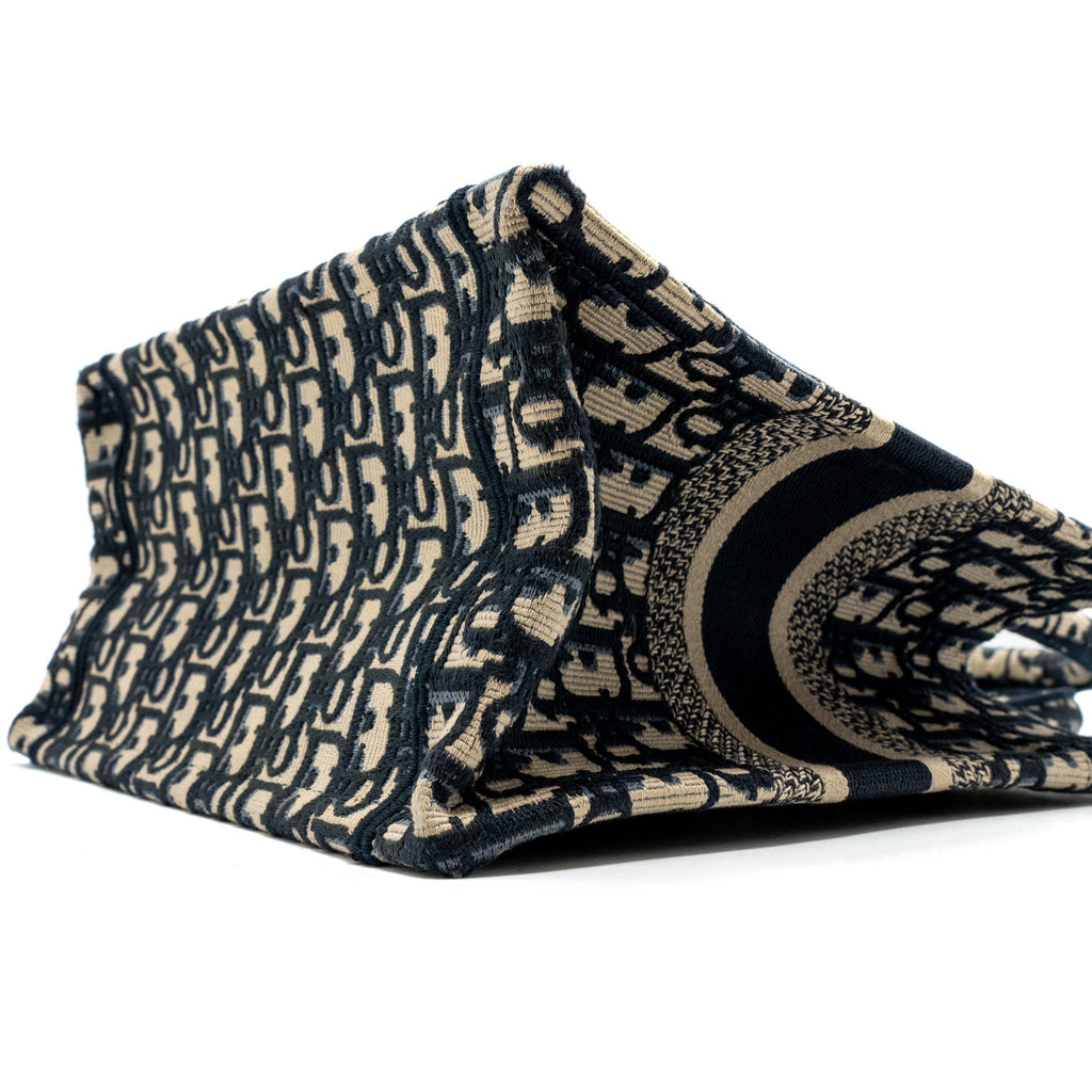 DIOR SMALL BOOK TOTE BLUE OBLIQUE JACQUARD EMBROIDERY