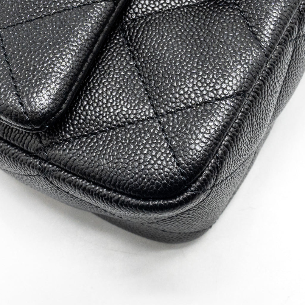 CHANEL COCO LOVE FLAP BAG ADJUSTABLE CHAIN CAVIAR BLACK GHW (MICROCHIP)