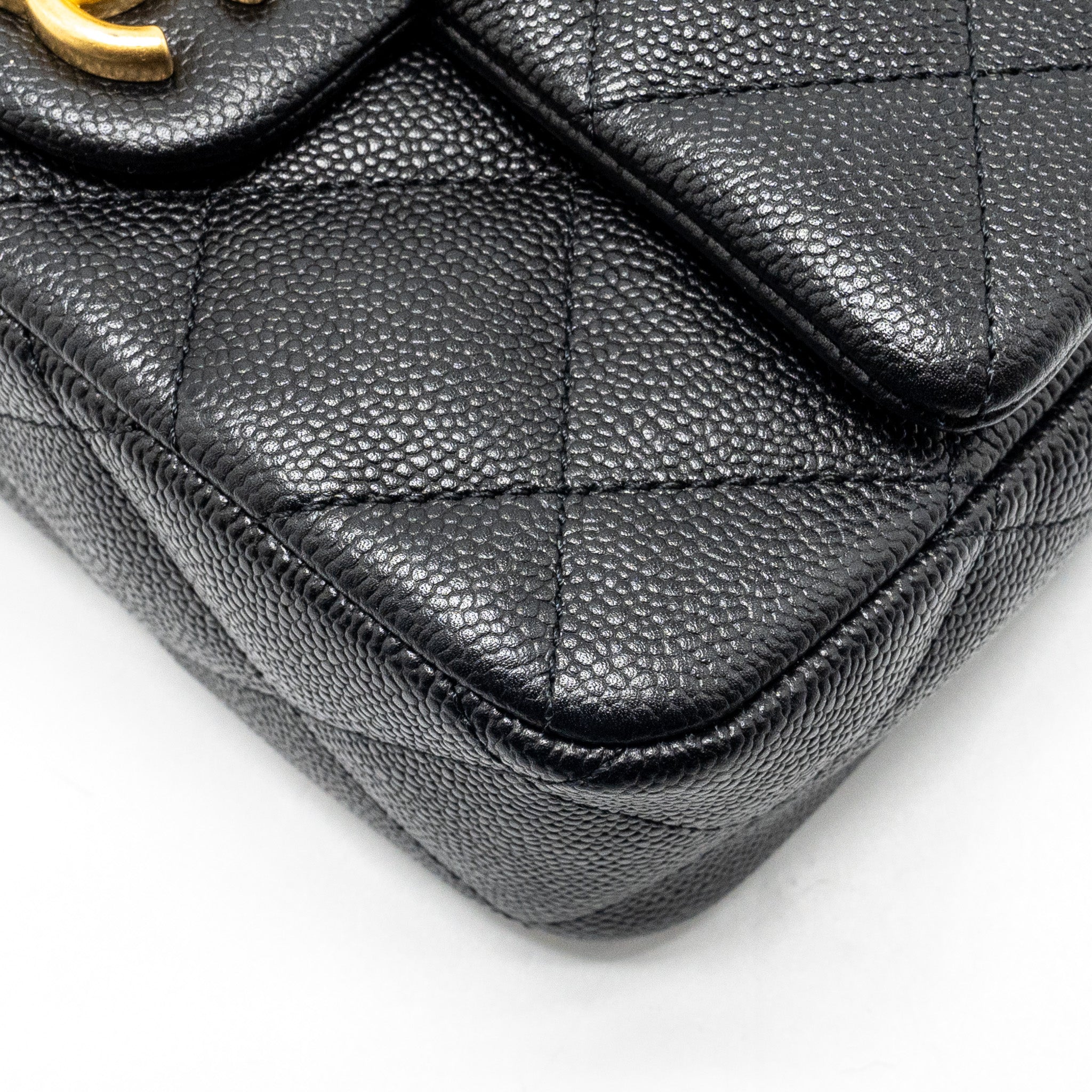 CHANEL COCO LOVE FLAP BAG ADJUSTABLE CHAIN CAVIAR BLACK GHW (MICROCHIP)