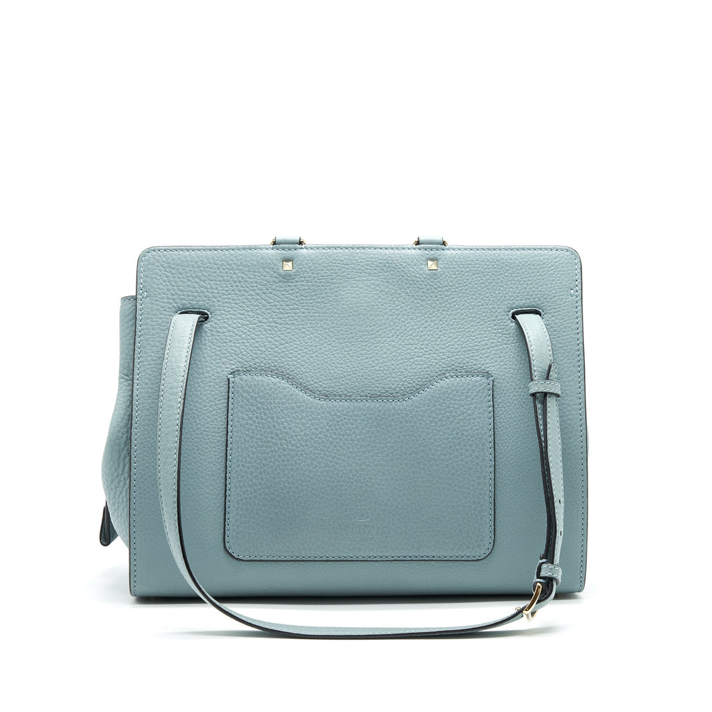 VALENTINO CALFSKIN TOTE BAG LIGHT BLUE