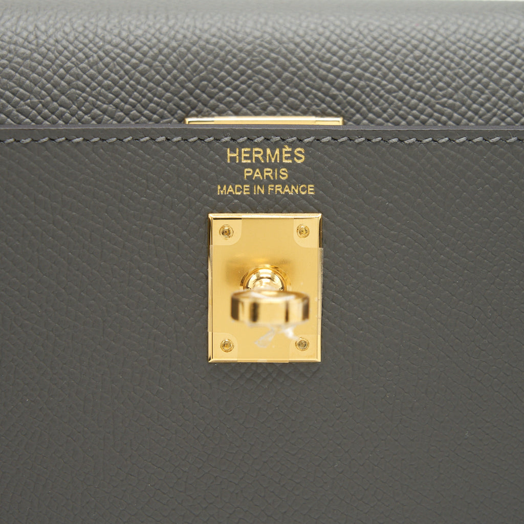 HERMES KELLY 25 SELLIER EPSOM GRIS MEYER GHW STRAMP U