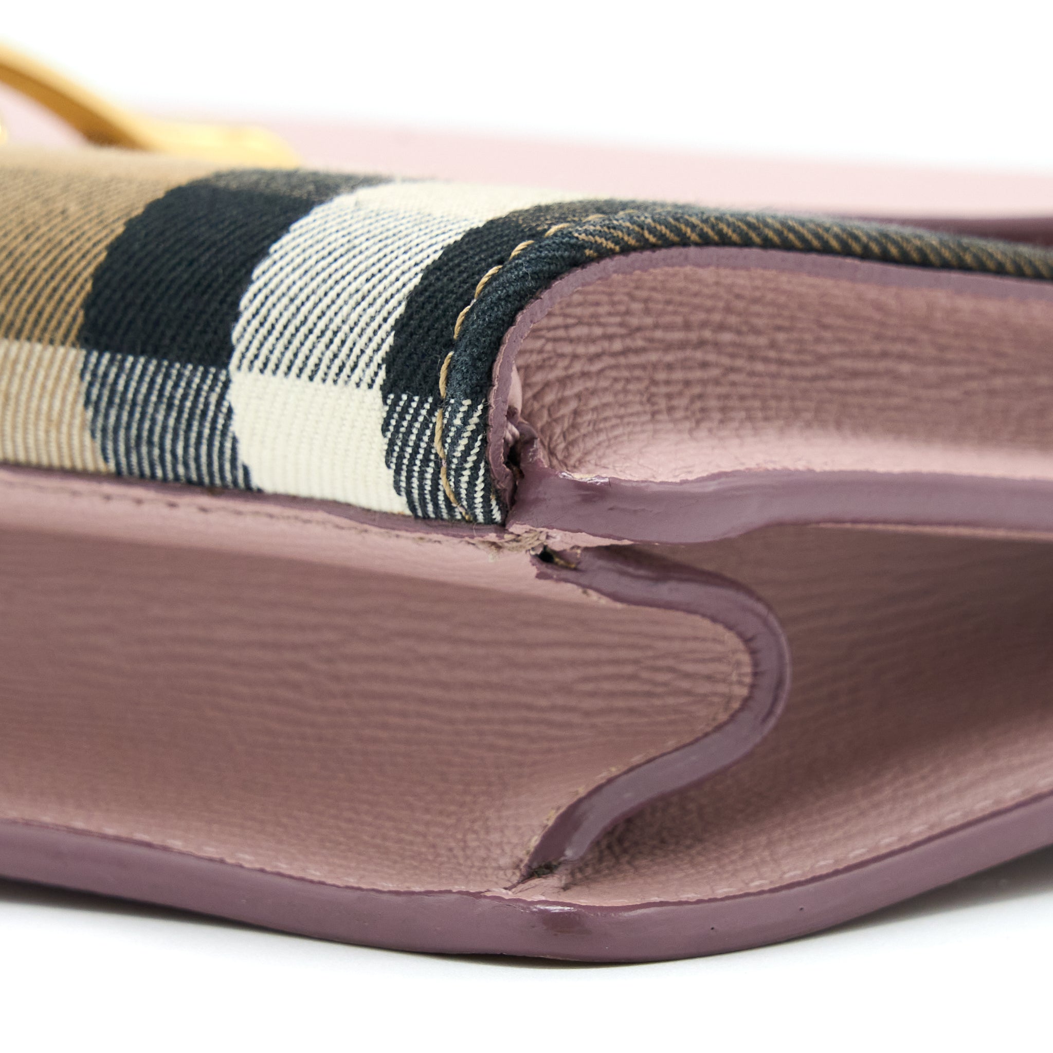 BURBERRY SMALL LEATHER AND HOUSE CHECK CROSSBODY BAG PALE ORCHID