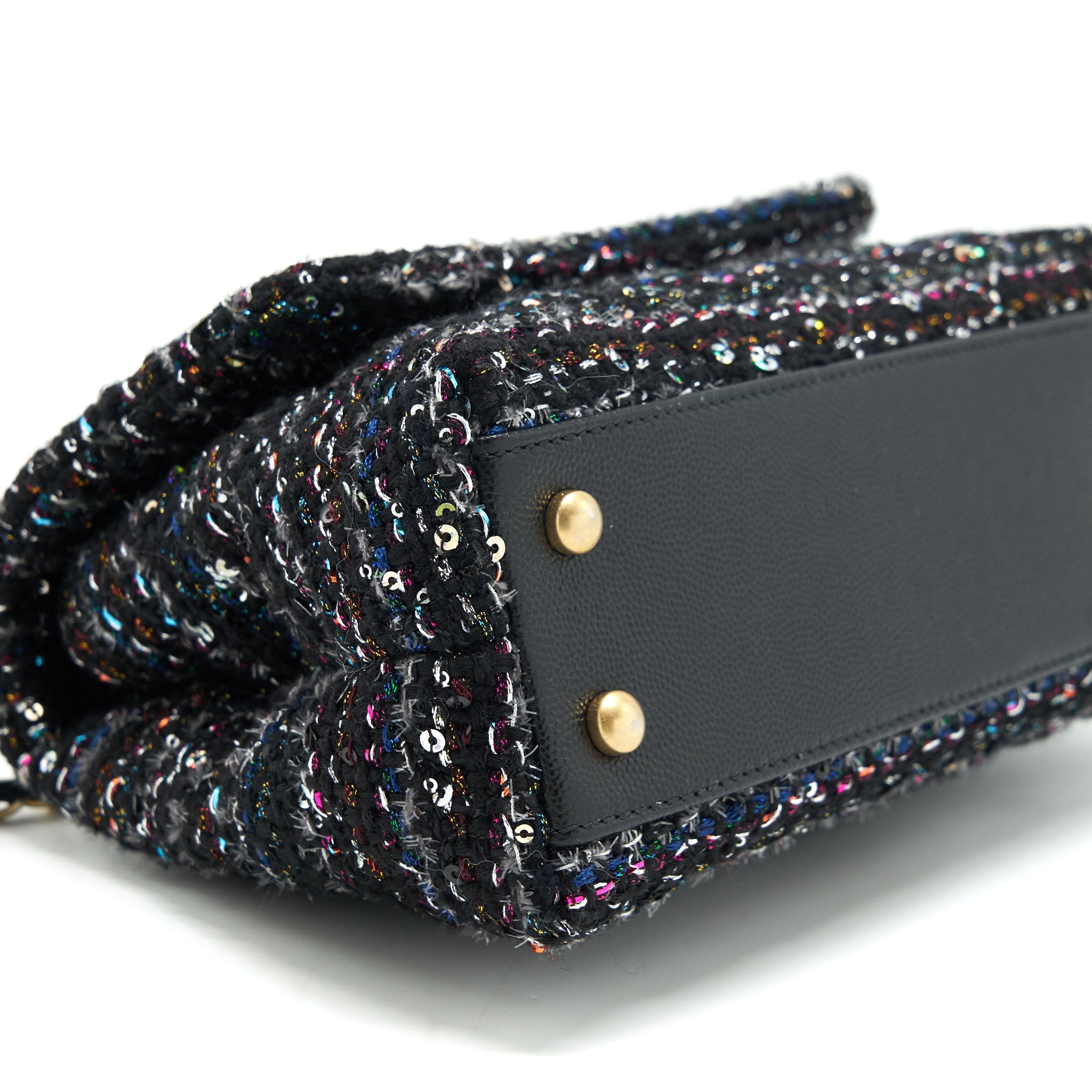 CHANEL SMALL TWEED COCO HANDLE 24CM BLACK GHW