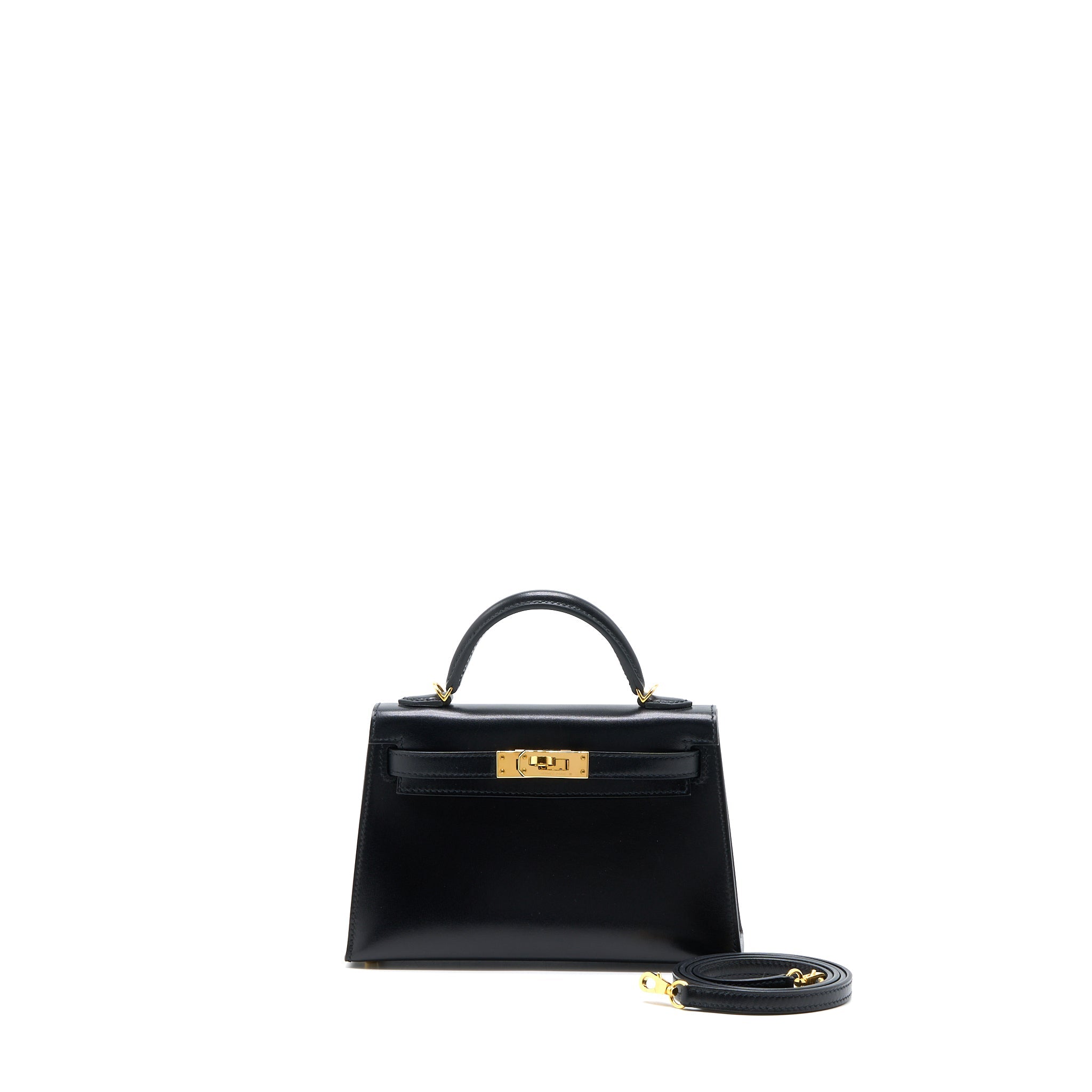 HERMES MINI KELLY II BOX BLACK GHW