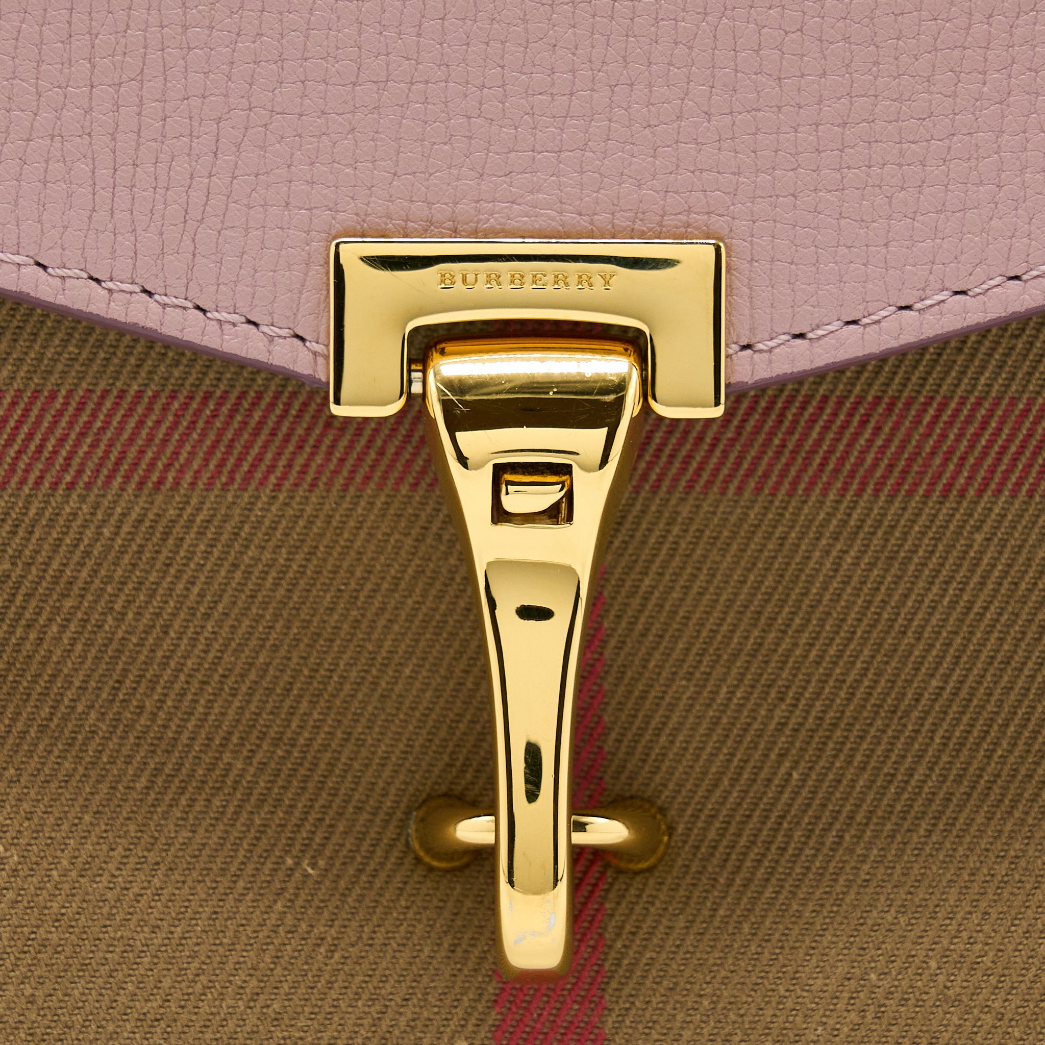 BURBERRY SMALL LEATHER AND HOUSE CHECK CROSSBODY BAG PALE ORCHID