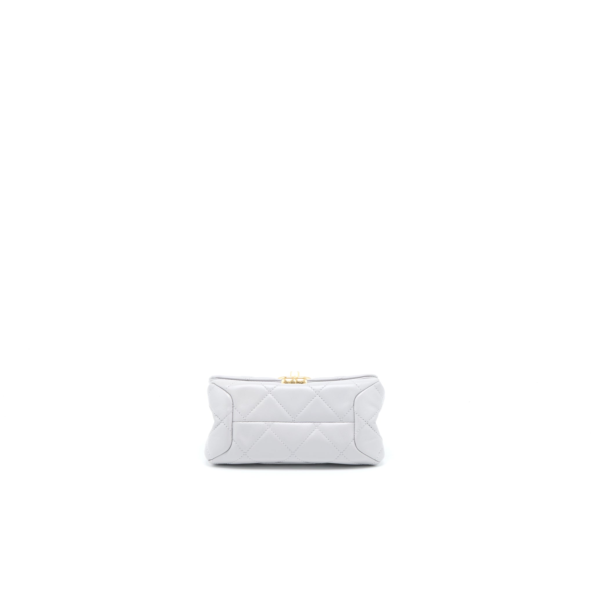 CHANEL QUILTED MINI FLAP BAG LAMBSKIN LIGHT GREY GHW (MICROCHIP)