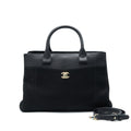 CHANEL SUEDE LEATHER TOTE BAG BLACK LGHW