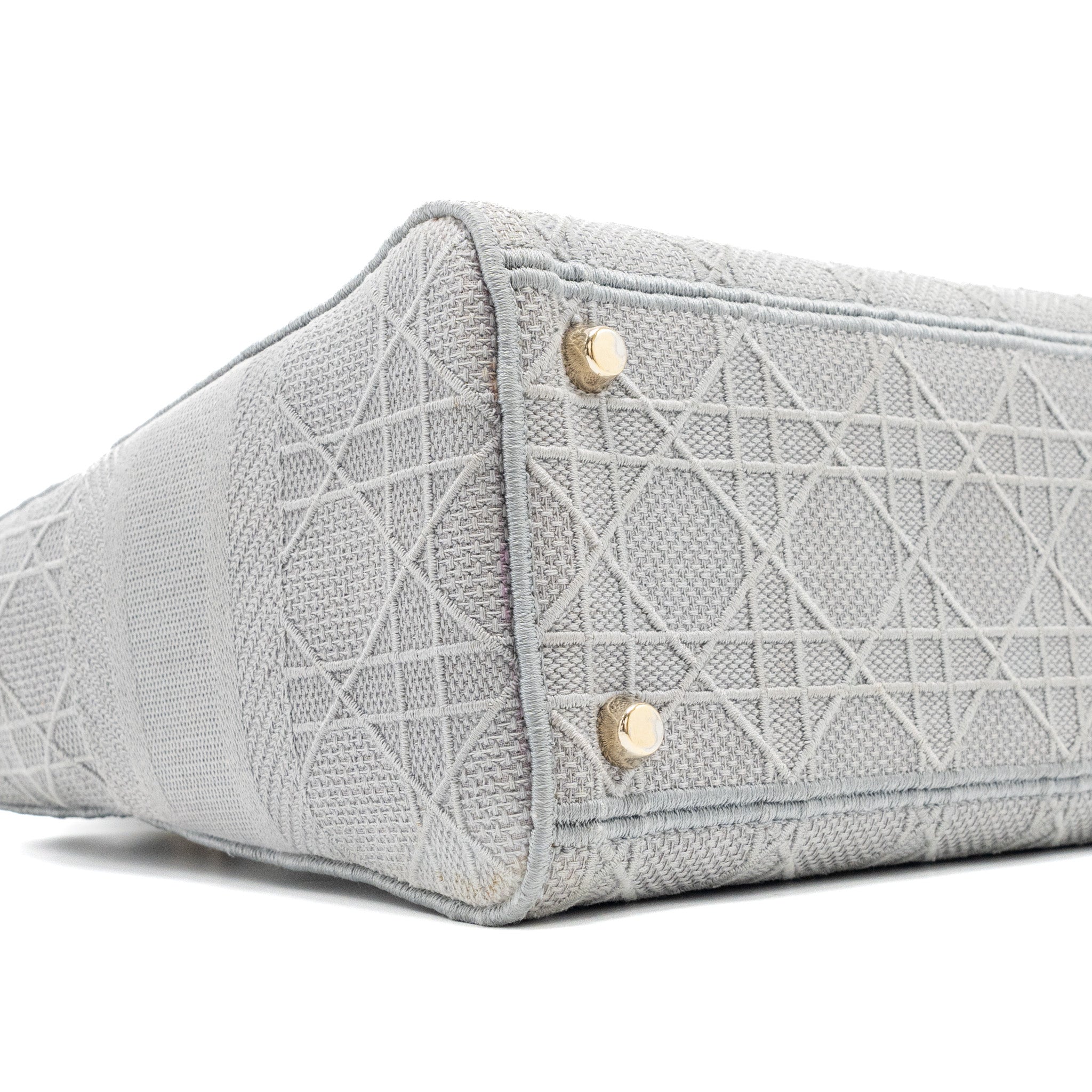 DIOR MEDIUM LADY D-LITE BAG CANNAGE EMBROIDERY GREY LGHW